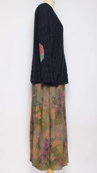 Джемпер ХЛОПОК КОСИЧКА "НАШИВКИ" L-859  синий, шоколад до р.54