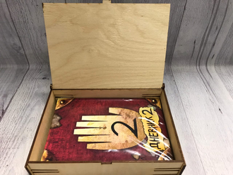 Комплект Дневник Гравити Фолз №2 на русском языке (148 страниц с картинками) и деревянная шкатулка