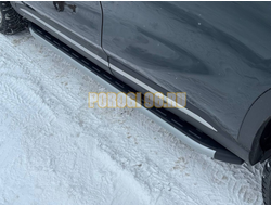 Пороги алюминиевые с пластиковой накладкой (карбон серебро) 1720 мм ТСС для Tenet T8 4WD 2025-