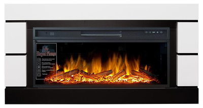 Линейный электрокамин Modern белый с черным с очагом Vision 42 LOG LED