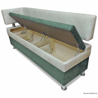 Кухонный ДИВАН "ФОРУМ-4" с боковой спинкой, Зеленый/Слоновая кость Левый