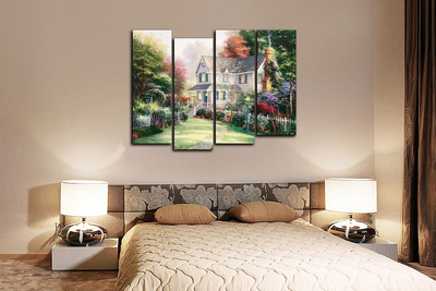 Модульная картина "Домик с чудесным садом"