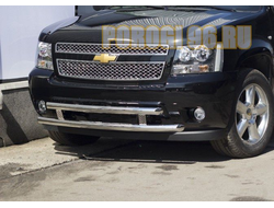 Защита переднего бампера двойная d60/60 для Chevrolet Tahoe (2007-2012)