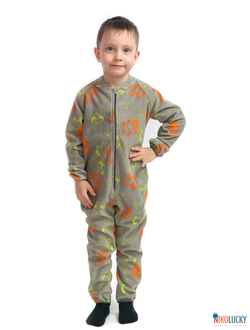 Комбинезон 180726, цвет серый принтованный флис(антипиллинг) размер 24/рост 80
