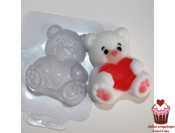 Форма пластик Мишка с сердцем