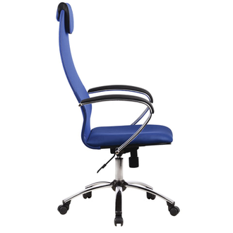 Кресло офисное МЕТТА "BK-8CH", ткань-сетка, хром, синее
