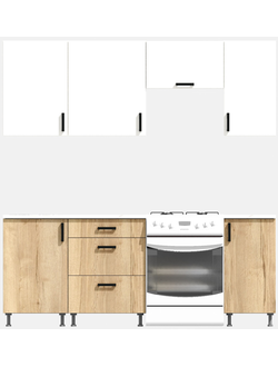 Кухня Эконом 1,5 метра (1100х400) Цвет: Белый/Дуб Вотан