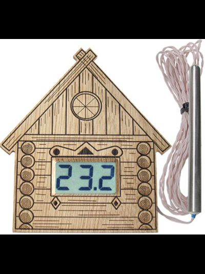 Высокотемпературный термометр для бани ТЭС-ЛЮКС Pt "Домик" в корпусе из липы с герметичным датчиком