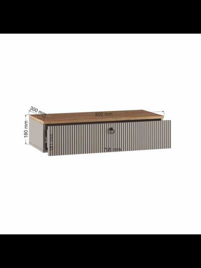 Ника Подвесная консоль, ПВШ 800*180*300 (мдф бежевый мат-05 / лдсп кашемир + дуб делано)