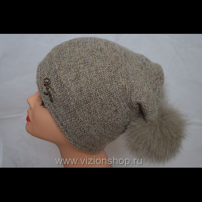 Вязаная шапка с двумя помпонами из коллекции вязаных шапок с помпонами 2016 Италия Vizio купить