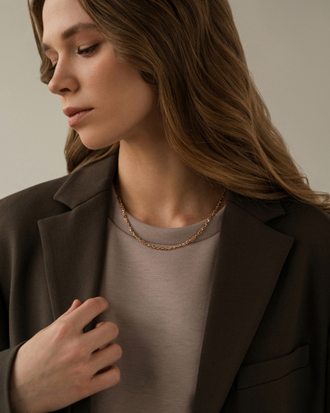 Цепь серебряная Шарик-Бочка из 3-х косичек с алмазной гранью и золочением НЦ 22-100Ю-4