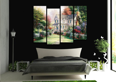 Модульная картина "Домик с чудесным садом"