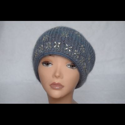 Женская шапка голубая вязаная с украшениями Vizio Италия 6715 CL