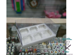 Коробка на 6 капкейков Премиум пластиковой крышкой, белая