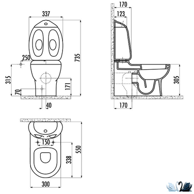 Унитаз-биде Creavit Ducky DC360-00CB00E-0000 детский с бачком DC400-00CB00E-0000