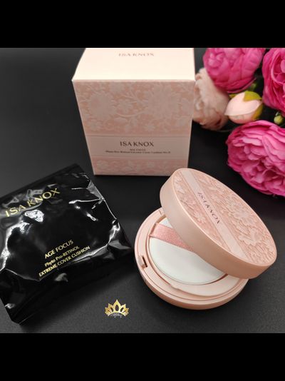 ISA KNOX Антивозрастной кушон с сатиновым финишем, SPF50+/ PA++++, с запасным блоком, тон 23 - натуральный бежевый