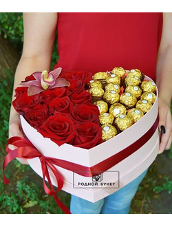 Ferrero Rocher и розы в коробке №4