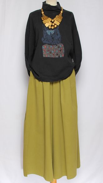 Джемпер вареный хлопок "Девушка"  черный, зеленый, коричневый до р.54