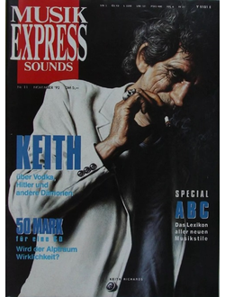 Musikexpress Sounds Magazine November 1992 Keith Richards, Rolling Stones Cover, Intpressshop