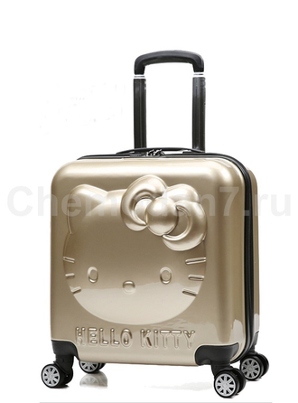 Детский чемодан 3D Hello Kitty (Хеллоу Китти) золотистый