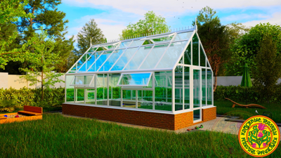 Теплица из стекла и алюминия ЧЕСТЕРФИЛД-ЭЙР площадь остекления 56м.кв.