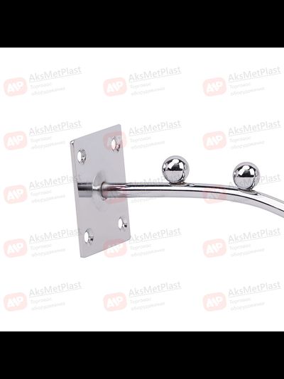 Q001 Крючок с креплением к стене, наклонный, изогнутый с 7-ю шариками, d-6.5 мм, длинна 290 мм, хром