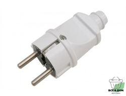 General вилка 16А 250В (АБС-пластик, прямая, белая, земля) 470504