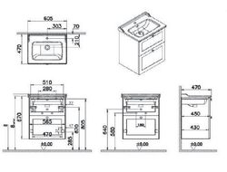 Модуль с классической раковиной, Vitra Root Classic, 60 см, 2 ящика, матовый белый, 68845