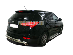 Защита заднего бампера двойная (радиус) d60/42 для Hyundai Santa Fe 2012-2016