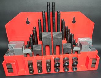 Набор клиновых ступенчатых прижимов из 58-ми предметов паз17,7 мм (18 мм Т-паз) М16х2 в металлическом футляре (YT-0208)