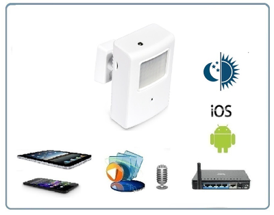 Охранная IP WiFi-LAN видеокамера с ночным видением и аудиоканалом (корпус ИК датчика), встроенный DVR. HD (Pro Ezcam)