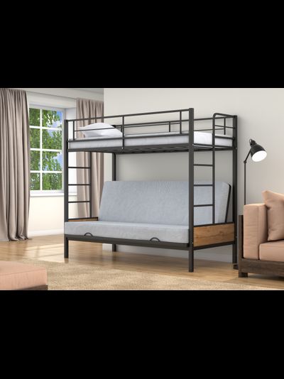 Двухъярусная кровать-диван Дакар 1 Черный (вставки дуб крафт табак)