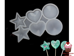 Форма для леденцов-погремушек Звезда, сердце, круг