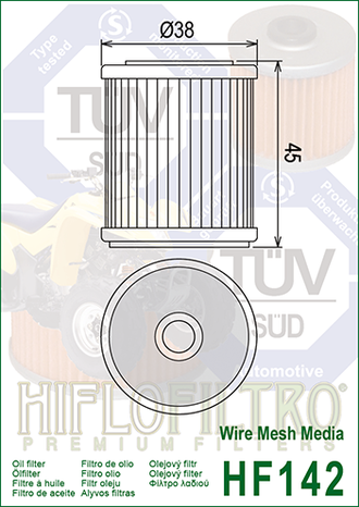 Масляный фильтр HIFLO FILTRO HF142 для TM Racing (F66508) // Yamaha (1UY-13440-01, 1UY-13440-02)