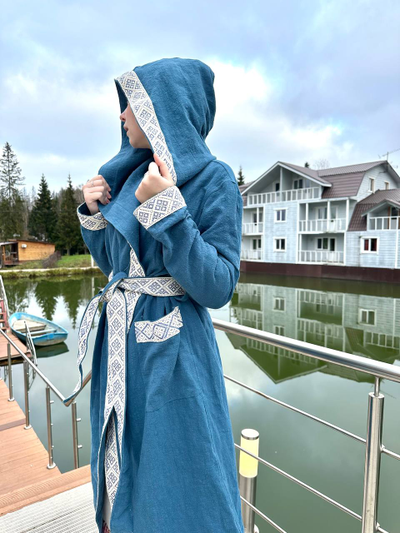 Халат для бани из крапивы "Легкий Пар" с капюшоном