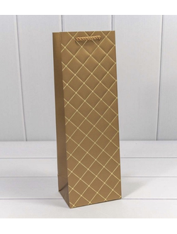 Пакет подарочный д/бут "Ромбы" (бронзовый), 12*9*36см