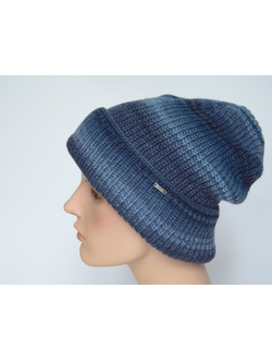 Итальянская вязаная шапка с отворотом Vizio 110 CRY синяя фото