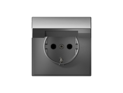 Systeme Electric ArtGallery Сталь Розетка с заземлением со шторками с крышкой, 16А, IP20, механизм