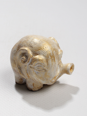 СУВЕНИР "Слоненок-шар бело-золотой"  гладкий