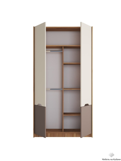 Rich Шкаф ШК-002 Дуб Крафт золотой - Миндаль/Глиняный серый