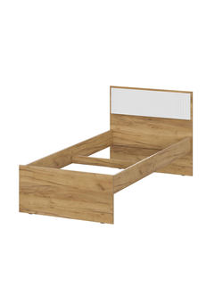 Милан Кровать одинарная 0,9*2,0 Дуб Золотой/Белый Матовый (без основания)