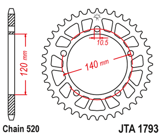 Звезда ведомая алюминиевая JT JTA1793.46 (JTA1793-46) (A1793-46) для Suzuki Road
