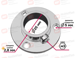 JOK-15 Консоль крепления к плоскости системы Joker-Uno d=25 мм, цвет: хром