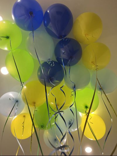 Шары голубой, синий, жёлтый, зелёный 20 штук под потолок