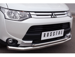 Защита переднего бампера d63 (секции) d42 (дуга) MITSUBISHI OUTLANDER 2014-2015