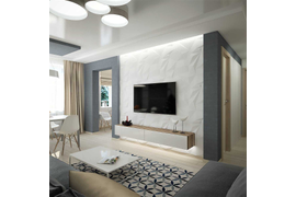 ТВ тумба подвесная, 1800мм. Материал фасадов ЛДСП. Срок изготовления 15 рабочих дней. Цена на момент заказа 15200 руб. 