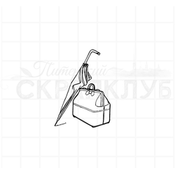 Штамп контурный саквояж и зонтик трость