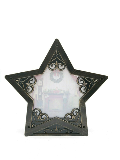 Новогодний музыкальный  светильник "ЗВЕЗДА" c LED подсветкой и поддувкой снега, 26,5*25*7 см, ТИП: Дед Мороз дарит подарок/Снеговики