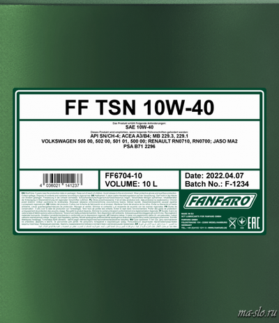 Моторное масло Fanfaro TSN 10W-40 характеристики