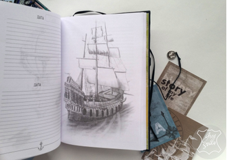 кожаный ежедневник, блокнот из кожи, мужской блокнот, блокнот ручной работы, морской ежедневник